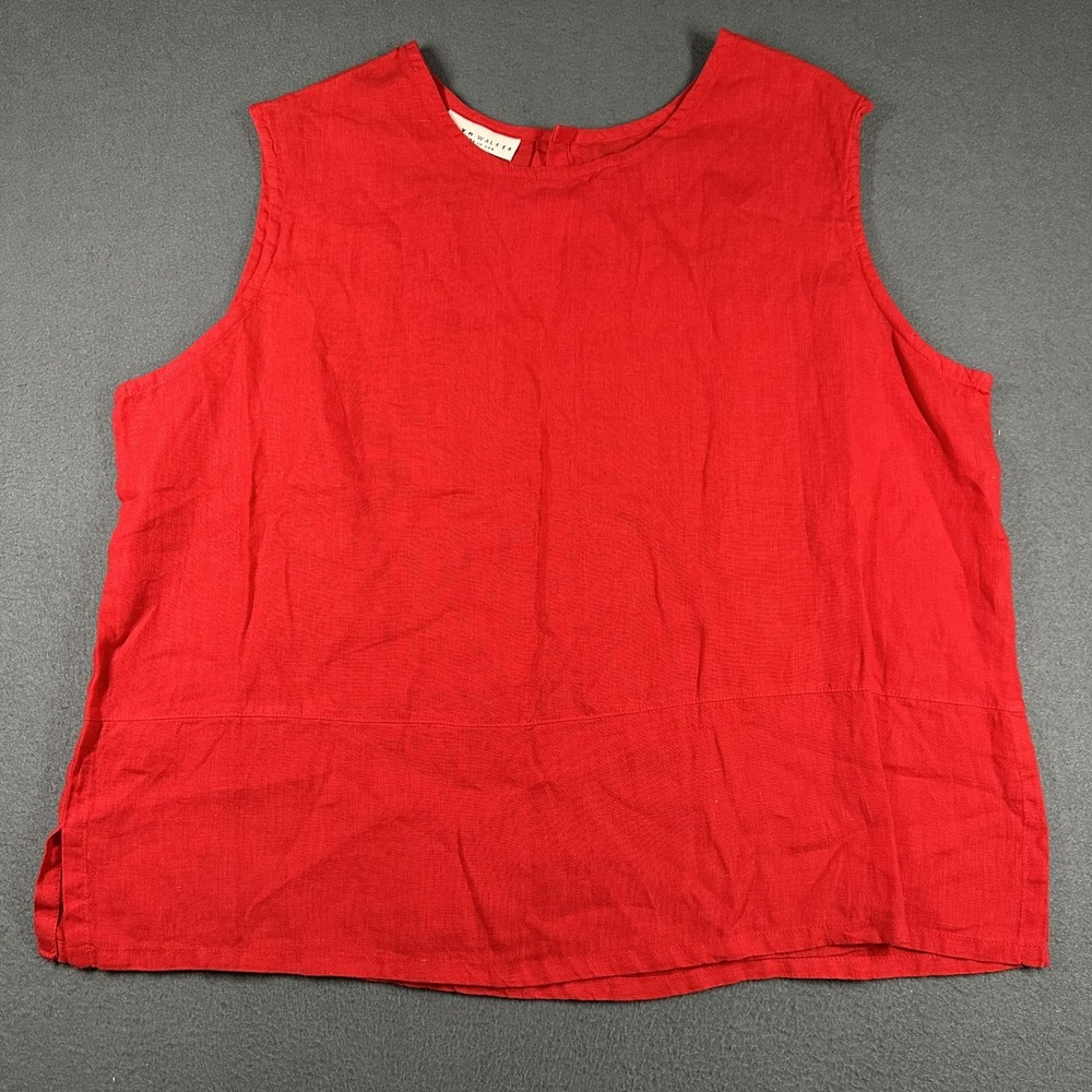 Bryn Walker Tank Top Womens XL Red 100% Linen Sleeveless Round Neck USA Boho